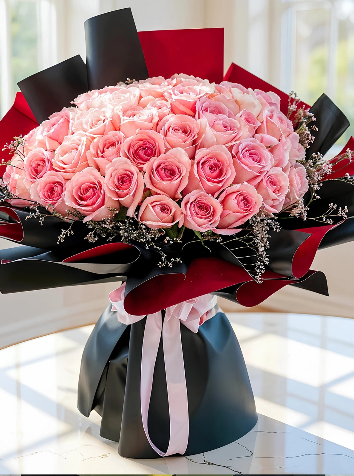 51 Adet Pembe Gül Buketi