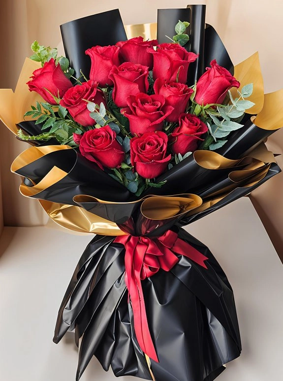 12 Tane Kırmızı Gül Buketi